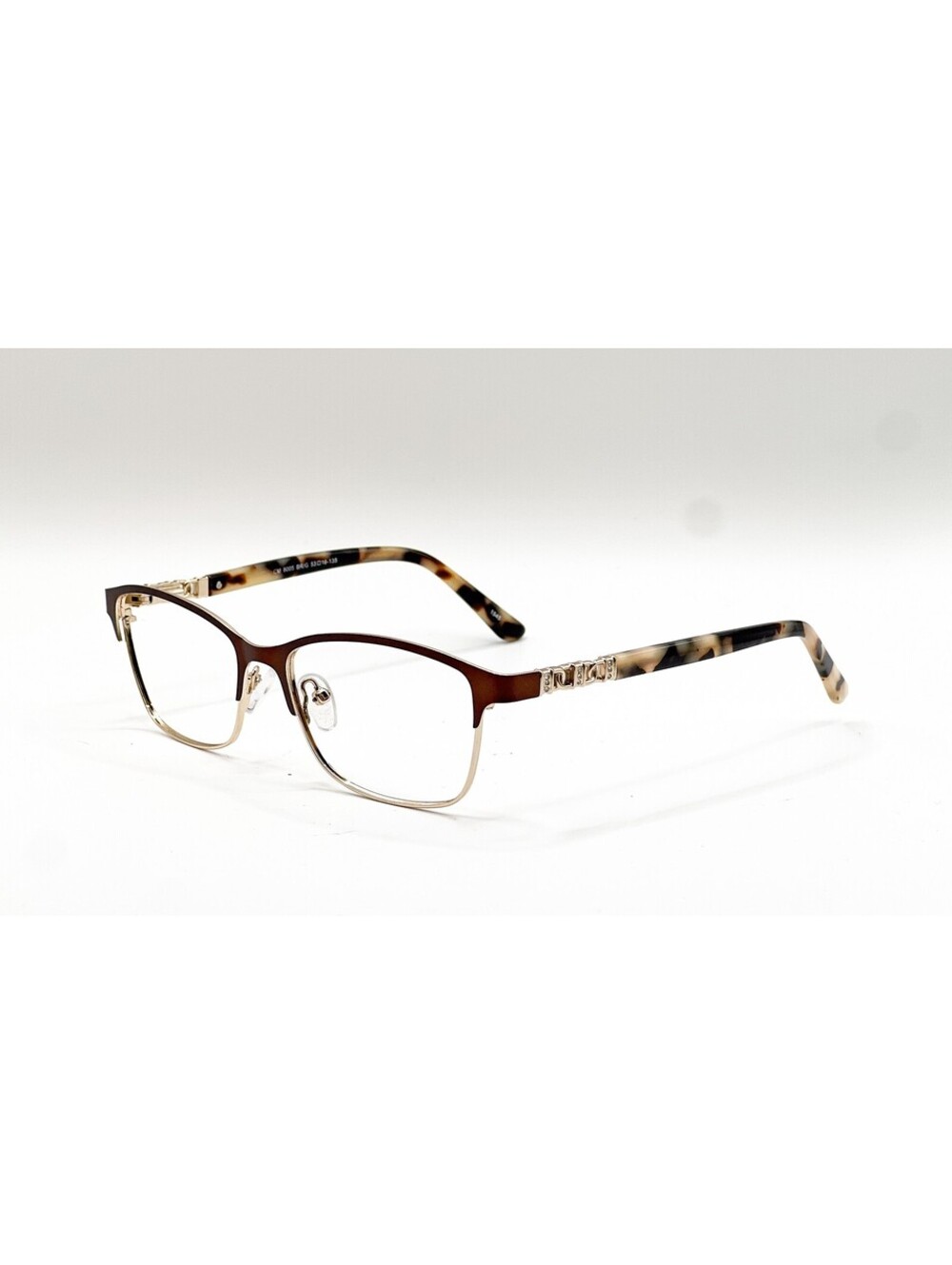 Chelsea Morgan CM 8005 BR G Brown Gold Rectangle Eyeglass Frames 53-16-135
